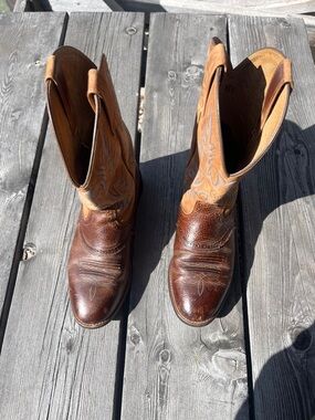 Ariat heritage stockman Two-Tone Brown Leather Cowboy Boost